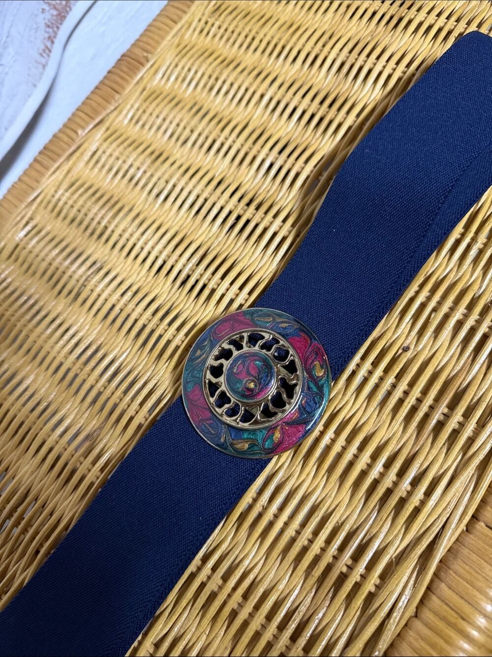 Vintage Stretch Belt with Enamel Hook Buckle